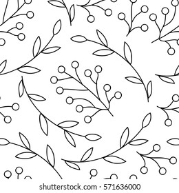 Vector black and white flower seamless pattern. Simple monochrome flower print. Floral cute doodle background. Hand drawn elegant nature ornament for fabric wrapping and textile. Scrapbook modern page