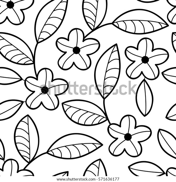 Vector Black White Flower Seamless Pattern Backgrounds Textures