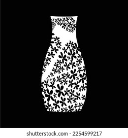 vector black and white flower vase in elegant and luxury style