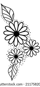 Vektorschwarz-weiße Blumen. Farbbuch mit Vektorfarben. Zeichne eine abstrakte Blume. Vektorgrafik