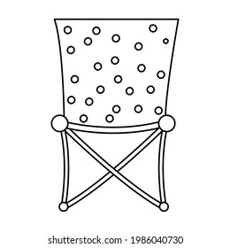 Vector black and white foldable chair icon isolated on white background. Cute tourist sitting place for rest or fishing. Outline camping portable stool illustration. 
