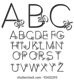 Vector Black White Font Alphabet Stock Vector (Royalty Free) 92432293 ...