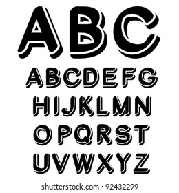 Vector black and white font alphabet