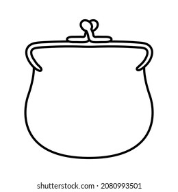 Vector black and white funny purse with coins. Cute Saint Patrick Day outline illustration. National Irish holiday line icon or coloring page isolated on white background.
