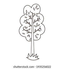 Vector Black And White Garden Or Forest Tree. Outline Spring Woodland Or Farm Plant Illustration. Natural Line Drawing Shrub Icon