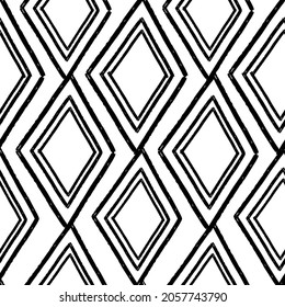 Vector Black and white geometric seamless pattern design.  Triangles diamonds shapes great as background, wallpaper, textiles, product packaging. Can be used for website, presentation backdrop.