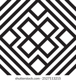 Vektorgrafik schwarz-weiß geometrische nahtlose Muster. Eleganter einfarbiger Ornament-Hintergrund. Wiederholtes Geo-Design für Dekor, Textil, Druck
