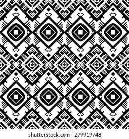 Vector black and white geometric seamless pattern