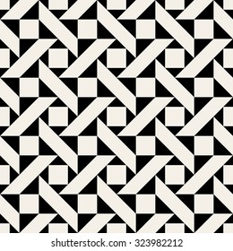 Vector Black and White Geometric Triangle Square Ornament Seamless Pattern Background