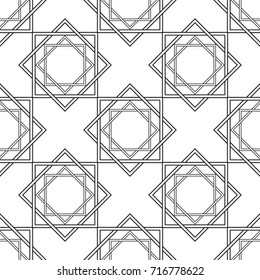 Vector black and white geometrical seamless pattern. Vector background