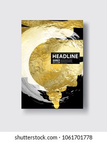 Vector Black white and Gold Design Template for Brochures, Flyers. Golden Abstract Modern Background. 