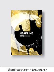 Vector Black white and Gold Design Template for Brochures, Flyers. Golden Abstract Modern Background.