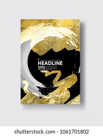 Vector Black white and Gold Design Template for Brochures, Flyers. Golden Abstract Modern Background.