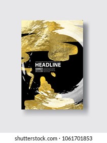 Vector Black white and Gold Design Template for Brochures, Flyers. Golden Abstract Modern Background.