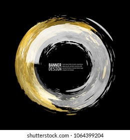 Vector Black, White and Gold Design Templates for Brochures, Flyers, Mobile Technologies, Applications, Online Services, Typographic Emblems, Logo, Banners. Golden Abstract Modern Background.