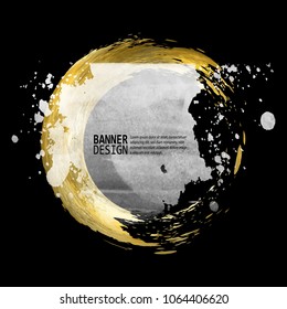 Vector Black, White and Gold Design Templates for Brochures, Flyers, Mobile Technologies, Applications, Online Services, Typographic Emblems, Logo, Banners. Golden Abstract Modern Background.