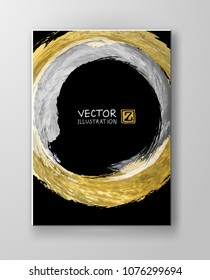 Vector Black white and Gold Design Templates for Brochures, Flyers, Mobile Technologies, Applications, Online Services, Typographic Emblems, Logo, Banners. Golden Abstract Modern Background.