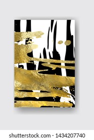 Vector Black, white and Gold Design Template for Brochures, Flyers, Mobile Technologies, Applications, Online Services, Typographic Emblems, Logo, Banners. Golden Abstract Modern Background
