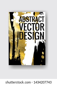 Vector Black, white and Gold Design Template for Brochures, Flyers, Mobile Technologies, Applications, Online Services, Typographic Emblems, Logo, Banners. Golden Abstract Modern Background