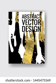 Vector Black, white and Gold Design Template for Brochures, Flyers, Mobile Technologies, Applications, Online Services, Typographic Emblems, Logo, Banners. Golden Abstract Modern Background