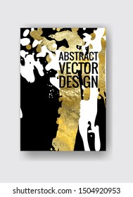 Vector Black, white and Gold Design Template for Brochures, Flyers, Mobile Technologies, Applications, Online Services, Typographic Emblems, Logo, Banners. Golden Abstract Modern Background