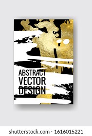 Vector Black, white and Gold Design Template for Brochures, Flyers, Mobile Technologies, Applications, Online Services, Typographic Emblems, Logo, Banners. Golden Abstract Modern Background