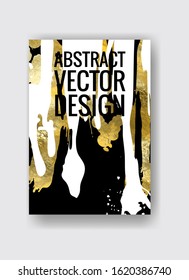 Vector Black, white and Gold Design Template for Brochures, Flyers, Mobile Technologies, Applications, Online Services, Typographic Emblems, Logo, Banners. Golden Abstract Modern Background