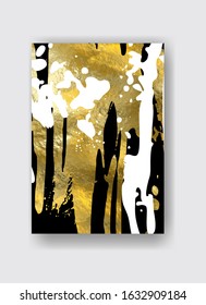 Vector Black, white and Gold Design Template for Brochures, Flyers, Mobile Technologies, Applications, Online Services, Typographic Emblems, Logo, Banners. Golden Abstract Modern Background