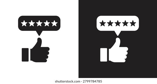 Vector Black And White Good Review Five Stars Icon