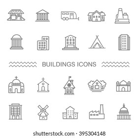 Vector - Black and white government buildings icons set