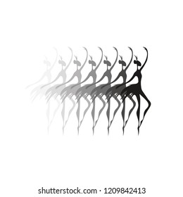 Vector black white gradient silhouette ballerina dancer young slim elegant girl logo symbol cartoon flat figure on white background isolate illustration poster festival theater