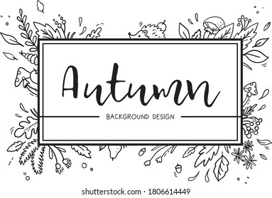 Vector black and white graphic autumn background