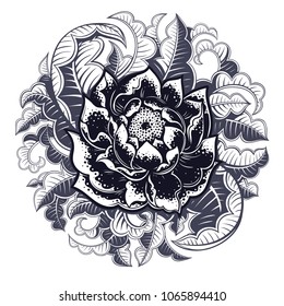 Vector Black and White Graphic Flower Illustration
