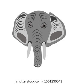 vector black and white graphic illustration of a stylized elephant head