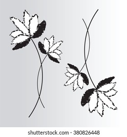 Vector black and white graphic lotus on light gray background