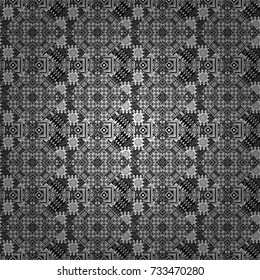 Vector black, white and gray seamless background pattern with rhombuses.