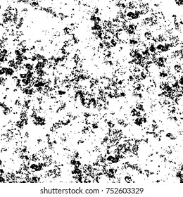 Vector black and white grunge background. Abstract monochrome pattern of stains, cracks, scratches print posters and design. Vintage elements and old texture of the ink