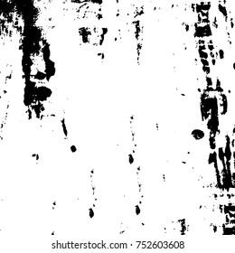 Vector black and white grunge background. Abstract monochrome pattern of stains, cracks, scratches print posters and design. Vintage elements and old texture of the ink