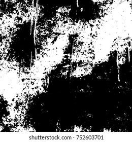 Vector black and white grunge background. Abstract monochrome pattern of stains, cracks, scratches print posters and design. Vintage elements and old texture of the ink