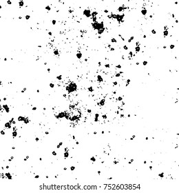 Vector black and white grunge background. Abstract monochrome pattern of stains, cracks, scratches print posters and design. Vintage elements and old texture of the ink