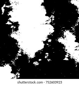 Vector black and white grunge background. Abstract monochrome pattern of stains, cracks, scratches print posters and design. Vintage elements and old texture of the ink