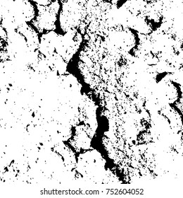 Vector black and white grunge background. Abstract monochrome pattern of stains, cracks, scratches print posters and design. Vintage elements and old texture of the ink