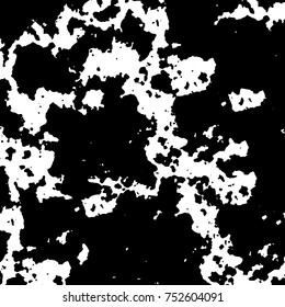 Vector black and white grunge background. Abstract monochrome pattern of stains, cracks, scratches print posters and design. Vintage elements and old texture of the ink
