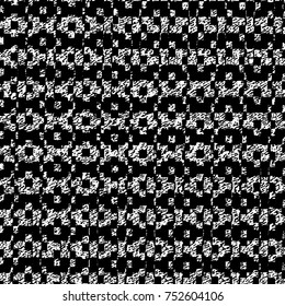Vector black and white grunge background. Abstract monochrome pattern of stains, cracks, scratches print posters and design. Vintage elements and old texture of the ink
