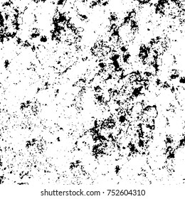 Vector black and white grunge background. Abstract monochrome pattern of stains, cracks, scratches print posters and design. Vintage elements and old texture of the ink
