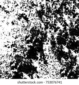Vector black and white grunge background. Abstract monochrome pattern of stains, cracks, scratches print posters and design. Vintage elements and old texture of the ink