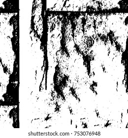Vector black and white grunge background. Abstract monochrome pattern of stains, cracks, scratches print posters and design. Vintage elements and old texture of the ink