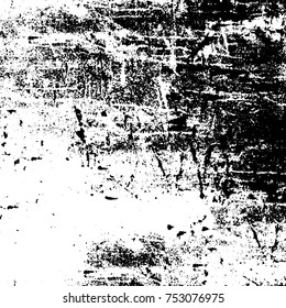 Vector black and white grunge background. Abstract monochrome pattern of stains, cracks, scratches print posters and design. Vintage elements and old texture of the ink