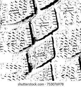 Vector black and white grunge background. Abstract monochrome pattern of stains, cracks, scratches print posters and design. Vintage elements and old texture of the ink