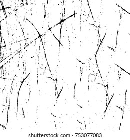 Vector black and white grunge background. Abstract monochrome pattern of stains, cracks, scratches print posters and design. Vintage elements and old texture of the ink